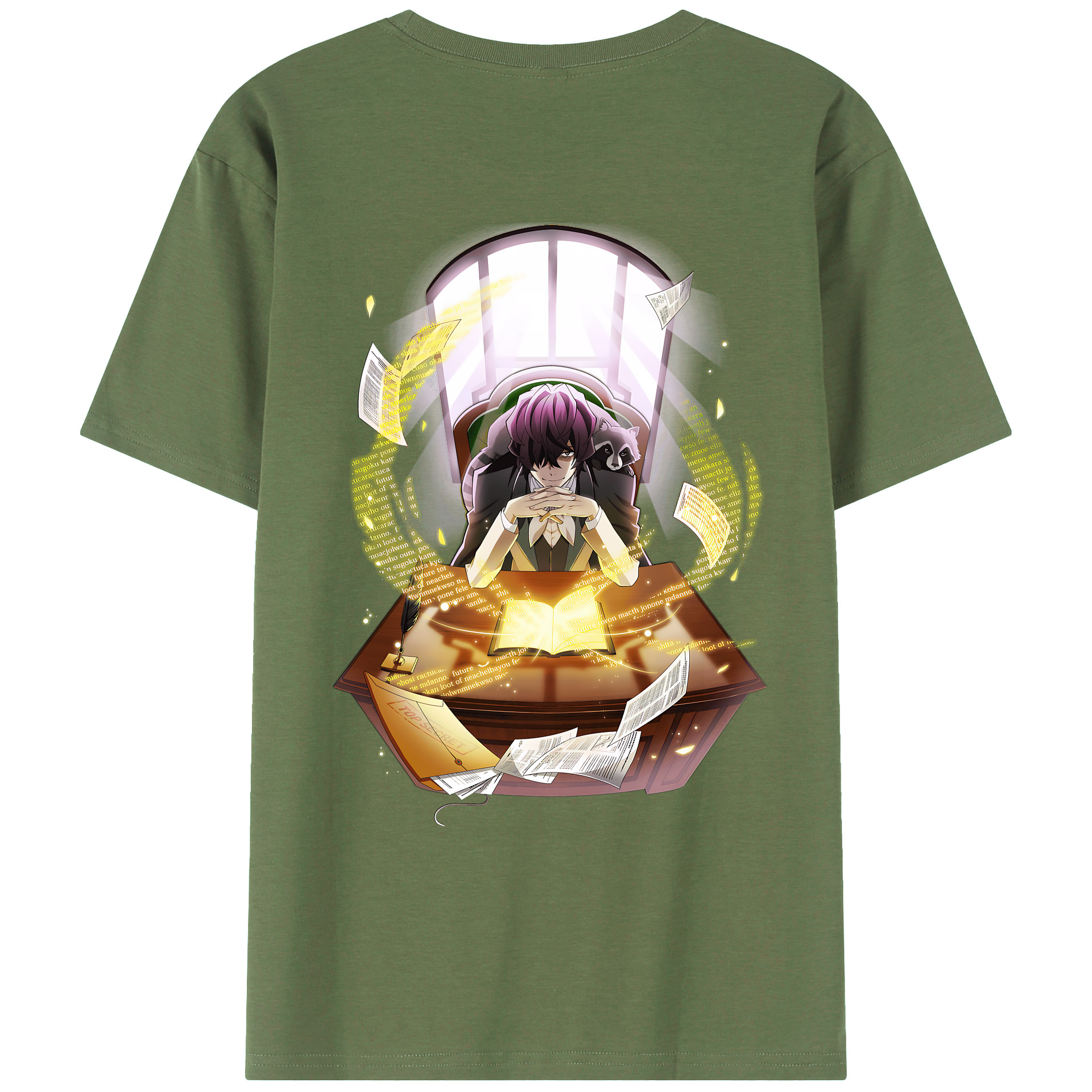 （画像用） 文豪ストレイドッグス Bungo Stray Dogs 綿100％ メンズ半袖Tシャツ（バックプリント） 通気性